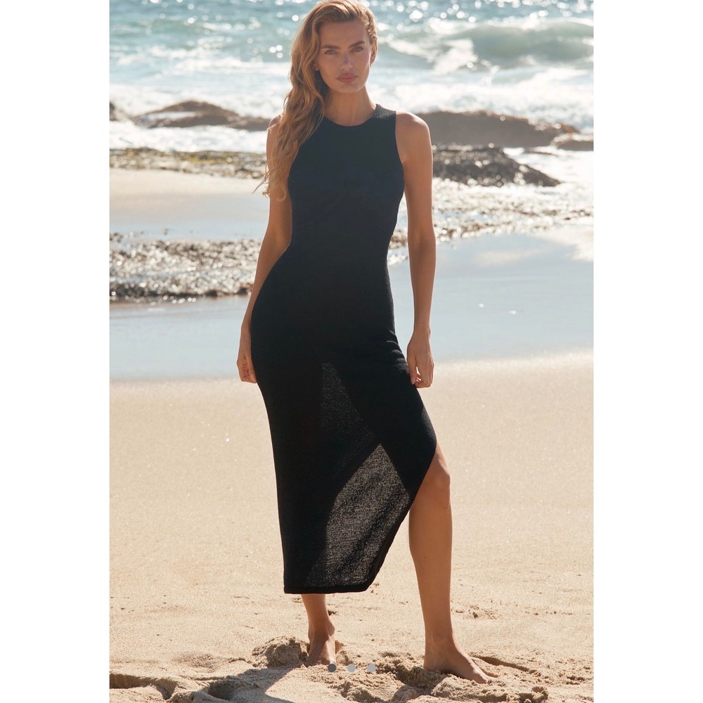 Sunday in Brooklyn Black vacation‎ sweater Knit Twist Front Maxi Anthropologie